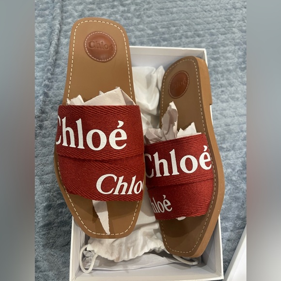 AUTHENTIC CHLOE SANDALS SLIDE MAROON 40